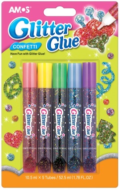 Glitter Glue Confetti 10,5 ml, 5 colours