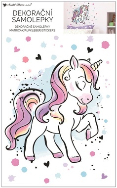 Wall Sticker, Colorful Unicorn 42 x 60 cm