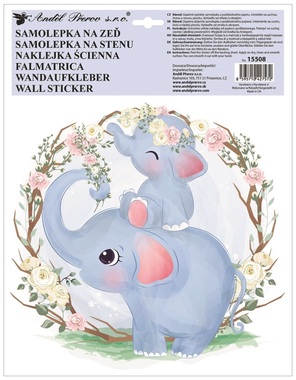Wall Sticker, Colorful, Elephant 30 x 42 cm