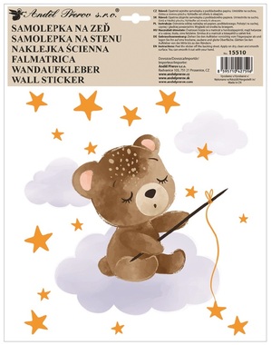Wall Sticker, Colorful, Teddy Bear 30 x 42 cm