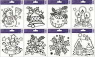 Stencils for Glass Deco w/raised outline, 14x14 cm, Xmas