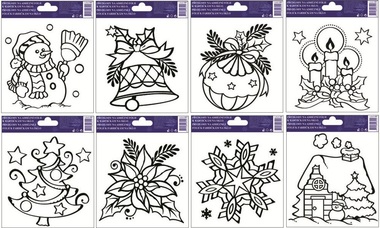 Stencils for Glass Deco w/raised outline, 14x14 cm, Xmas