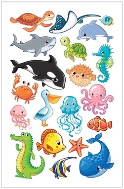  Tattoo Stickers 8,5 x 13 cm, Sea World