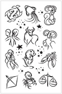  Tattoo Stickers 8,5 x 13 cm, Zodiac