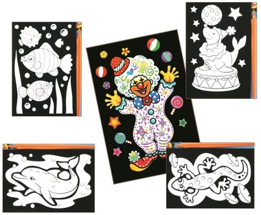 Scratch Pictures 15x10 cm, coloured ornaments