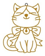 Suncatcher for Glass Deco with gold contour approx.8 cm, 4. RIBBONED CAT