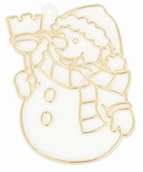 Suncatcher for Glass Deco with gold contour approx.8 cm, 1. SNOWMAN