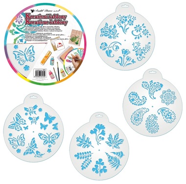 Plastic Stencil for DIY, Flowers and Butterflies, 25 cm