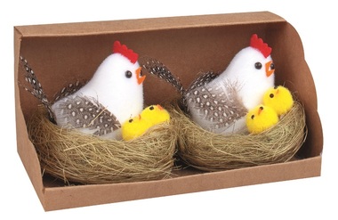 White Hen with Chickens 7 cm, 2 pcs