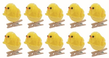 Chicken in a Shell yellow 2 x 2.5 x 2 cm on a peg, 10 pcs