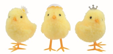 Chicken with Deco on the Head yellow 6.5 x 10 x 6.5 cm for standing