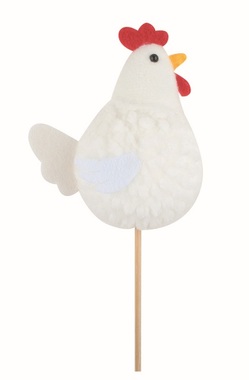 White Rooster 8.5 x 9 x 4.5 cm + stick