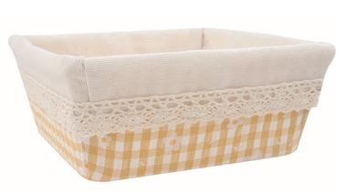 Fabric Basket light yellow with Flowers 19 x 7 x 19 cm