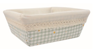 Fabric Basket turquoise blue with Flowers 16 x 6 x 16 cm