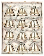 Bells, 12 pcs in box, silver, 2,5 cm