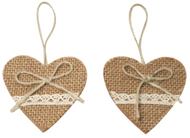 Hanging Jute Heart 7 cm, 2 pcs