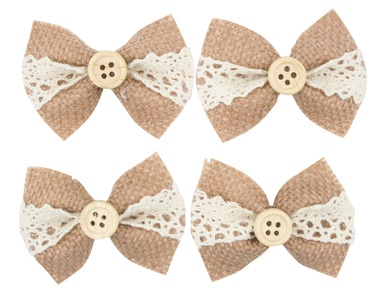 Jute Bow with Double-sided Sticker 5 cm, 4 pcs