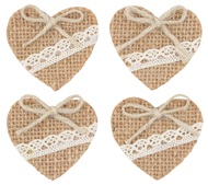 Jute Heart with Double-sided Sticker 4,5 cm, 4 pcs