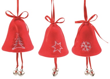 Hanging Plush Bell w/Jingle Bell 8 cm, Red