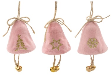 Hanging Plush Bell w/Jingle Bell 6 cm, Assorted