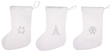 Hanging Santa Stocking 40 cm, White