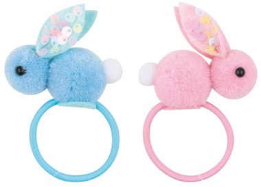 Hair Elastic w/Rabbit 2 pcs, 5,5 cm