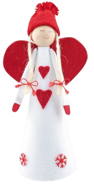 Standing Plush Angel 20 cm, White and Red