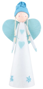 Standing Plush Angel 40 cm, White and Blue