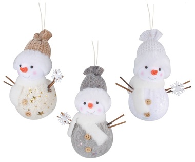 Plush Snowman with Buttons Hanging 15 cm
