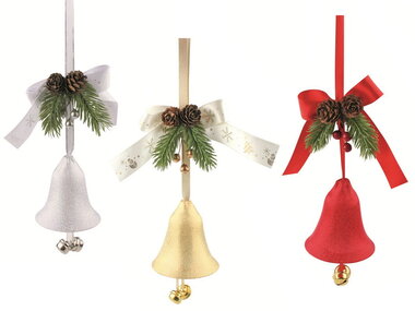 Shiny Bell with Twigs decor 10 x 32 x 8 cm for hanging