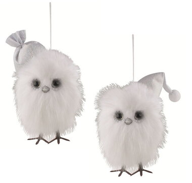 Owl with silver Cap 11 x 16 x 9 cm for hanging