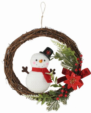 Wreath with Snowman ? 25 x 4 cm for hanging