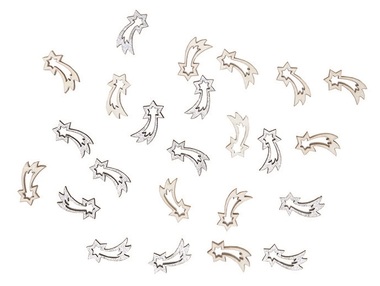 Wooden Shooting Stars 2 cm, 24 Pcs in Polybag
