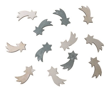 Wooden Shooting Stars 4 cm, 12 Pcs in Polybag