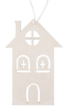 Wooden House 6.5 x 10 x 0.3 cm, White