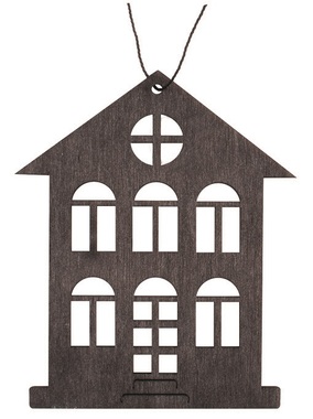 Wooden House 10 x 12 x 0.3 cm, Black