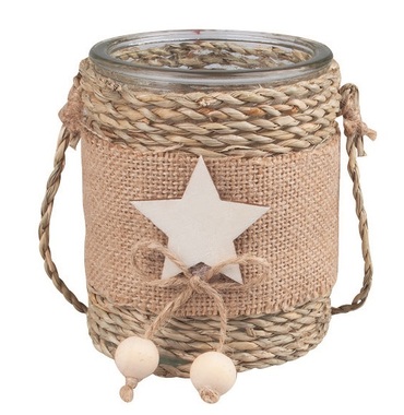Candlestick with Jute Decor o 8 x 10 cm