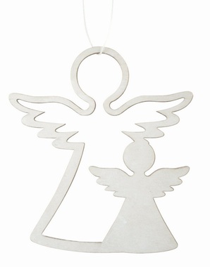 Wooden Angel white 10.5 x 12 x 0.3 cm for hanging