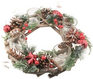 Advent Wreath with Pinecones, Wooden, 30 cm