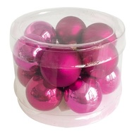 Glass Balls 2 cm, set of 12 pcs Dark Pink