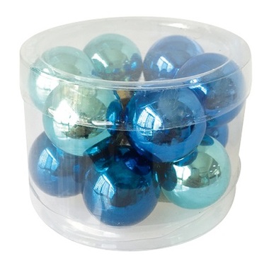 Glass Balls 2 cm, set of 12 pcs Navy Blue