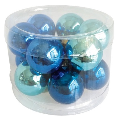 Glass Balls 2,5 cm, set of 12 pcs Navy Blue
