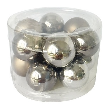 Glass Balls 2 cm, set of 12 pcs Grey