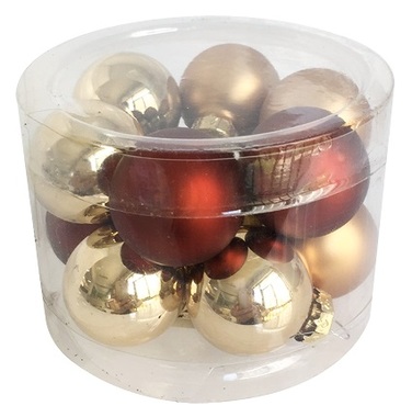 Glass Balls 2,5 cm, set of 12 pcs Brown