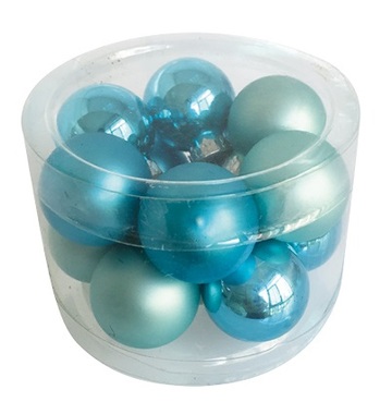 Glass Balls 2 cm, set of 12 pcs Turquois