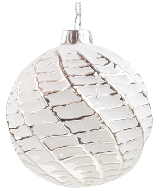 Glass Christmas Balls 8 cm, set of 4 pcs, Silver with Patina