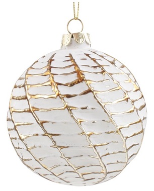 Glass Christmas Balls 8 cm, set of 4 pcs, Gold with Patina