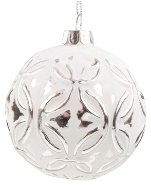 Glass Christmas Balls 8 cm, set of 4 pcs, Silverwith Patina