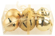 Jingle Bells 6 pcs, 5 cm in a Gift Box+Ribbon, Gold