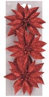 Christmas Poinsettia 3 pcs, Glitters, Red